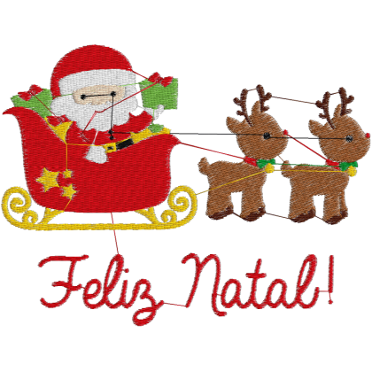 Matriz de Bordado Papai Noel Com Trenó